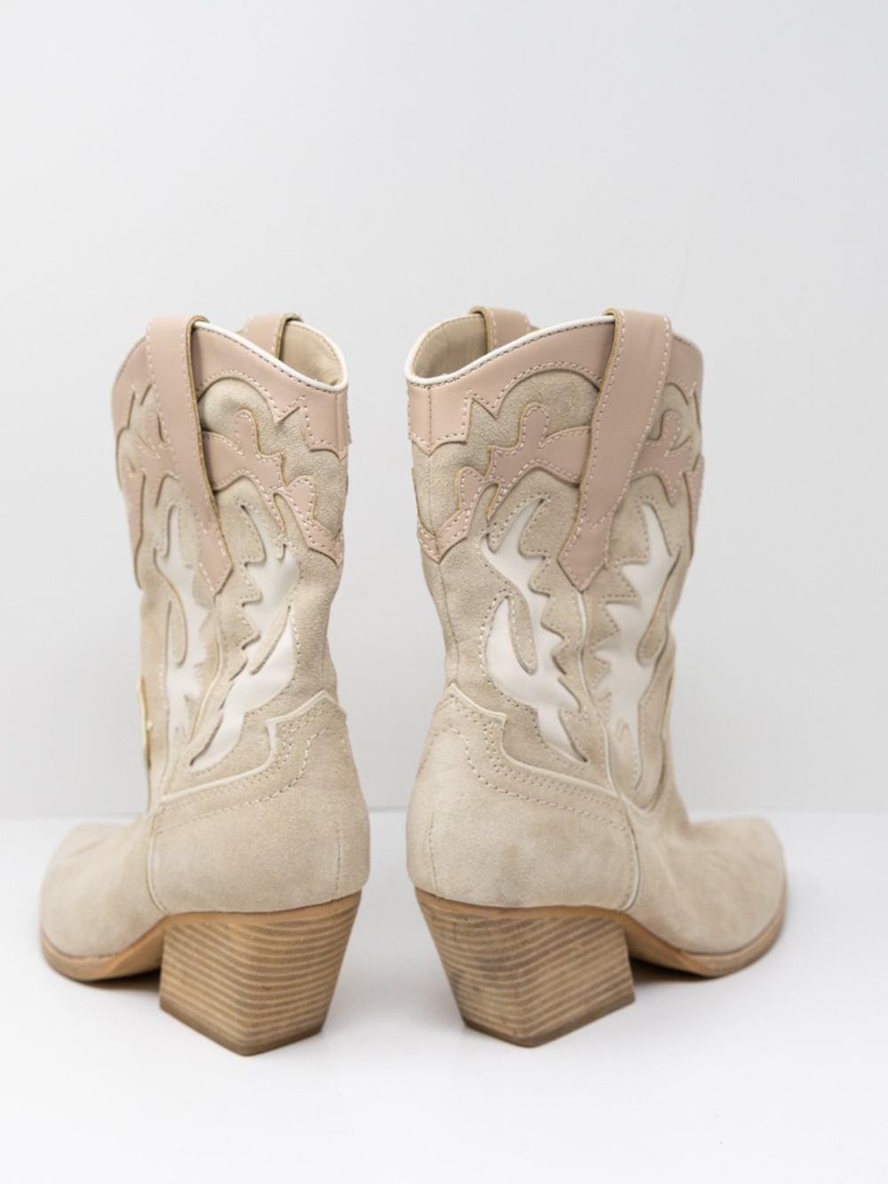 Dolce Vita Landen Dune Suede Block Heel Pull On Cowboy Boots Booties Shoes 7.5 - Picture 3 of 4